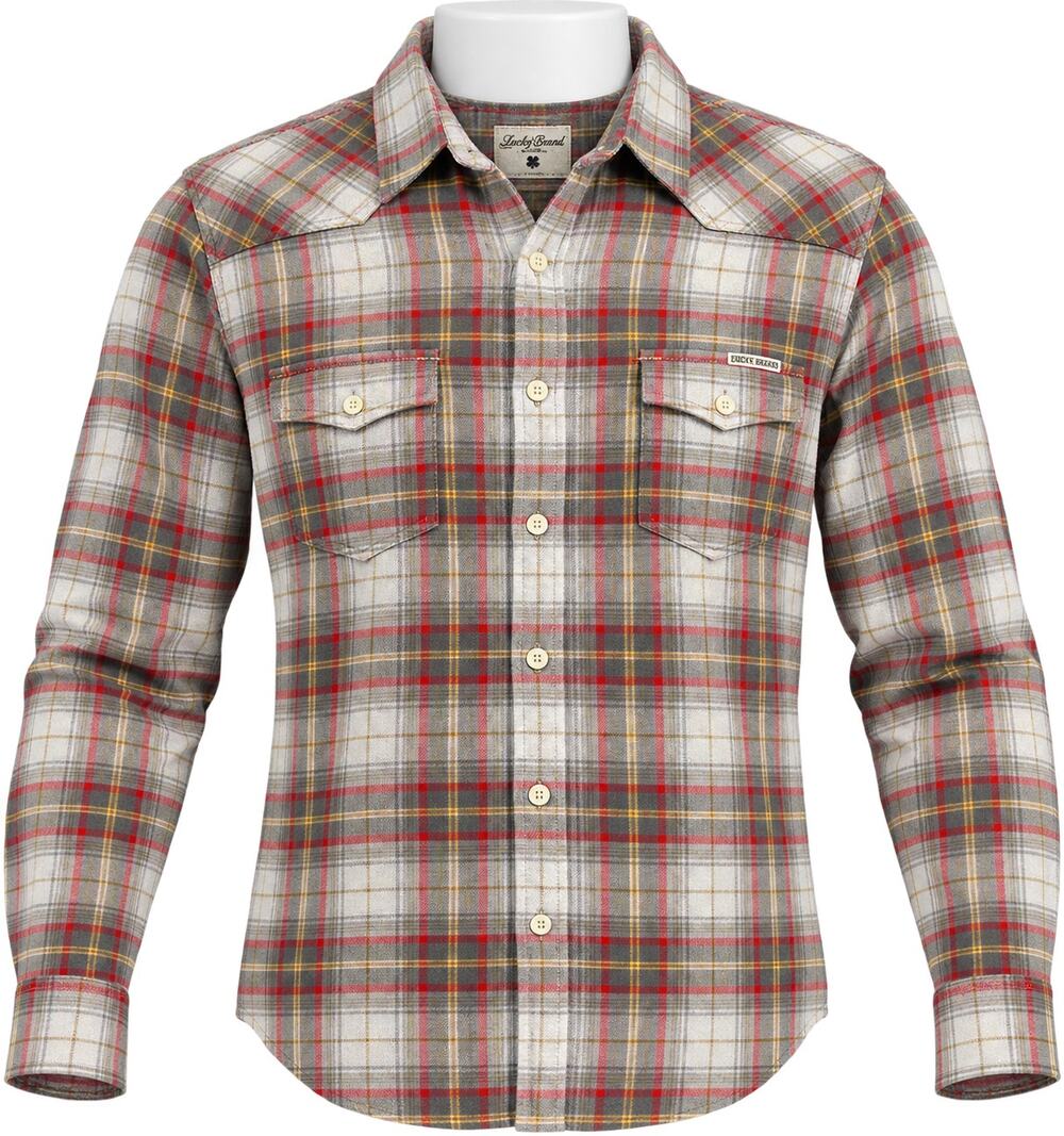 Lucky Brand Mens Plaid Western Button Down Shirt - Size L